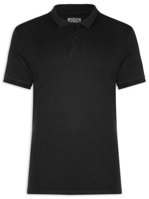 Polo Masculina Básica Em Algodão Egípcio Suedine – Preto