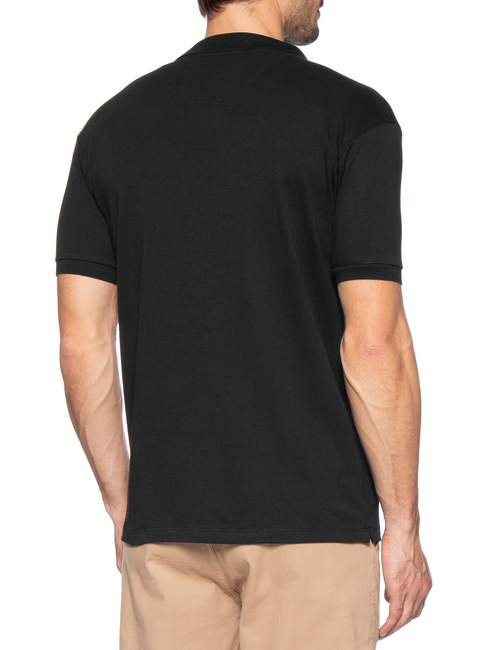 Polo Masculina Básica Em Algodão Egípcio Suedine Preto Pineapple