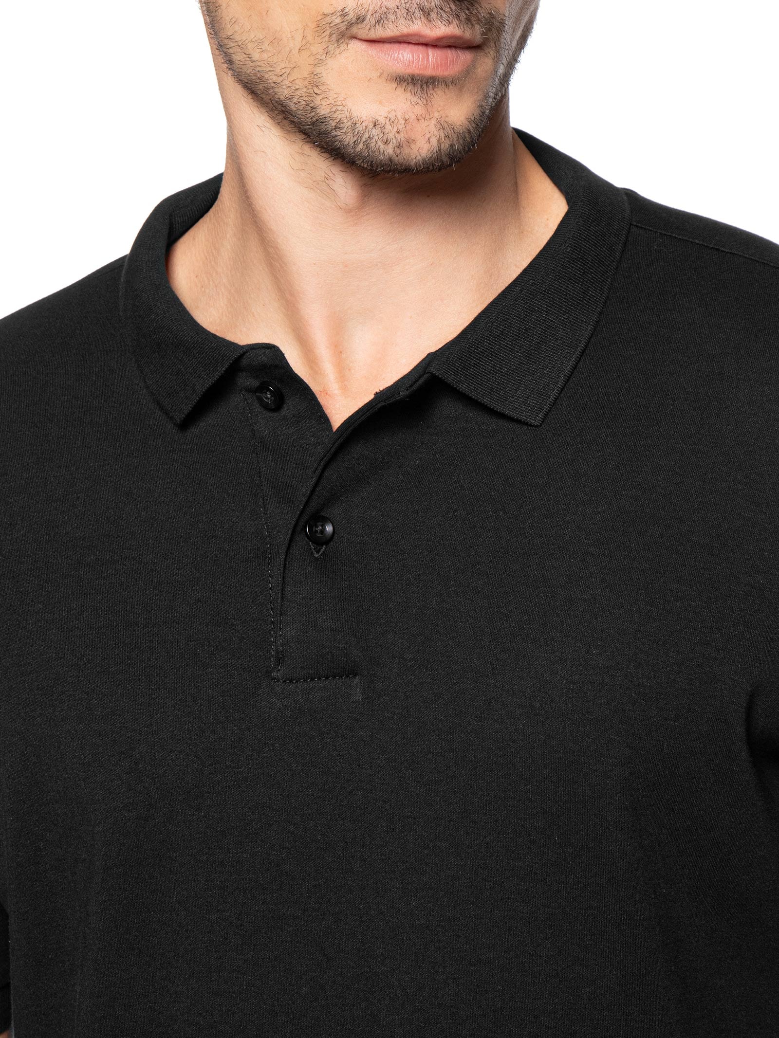 Polo Masculina Básica Em Algodão Egípcio Suedine Preto Pineapple