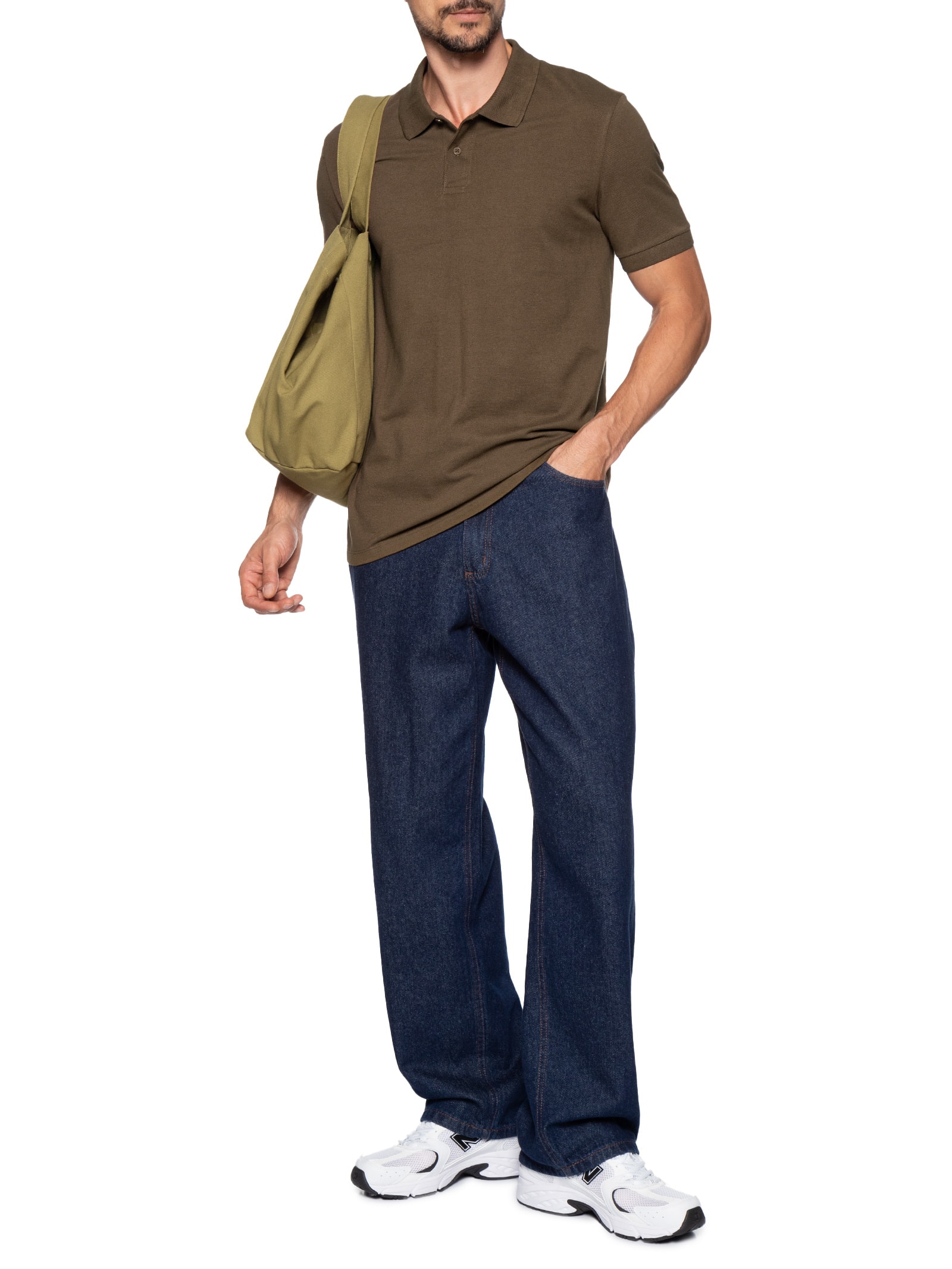 Polo Masculina Básica Em Pique Marrom Hering