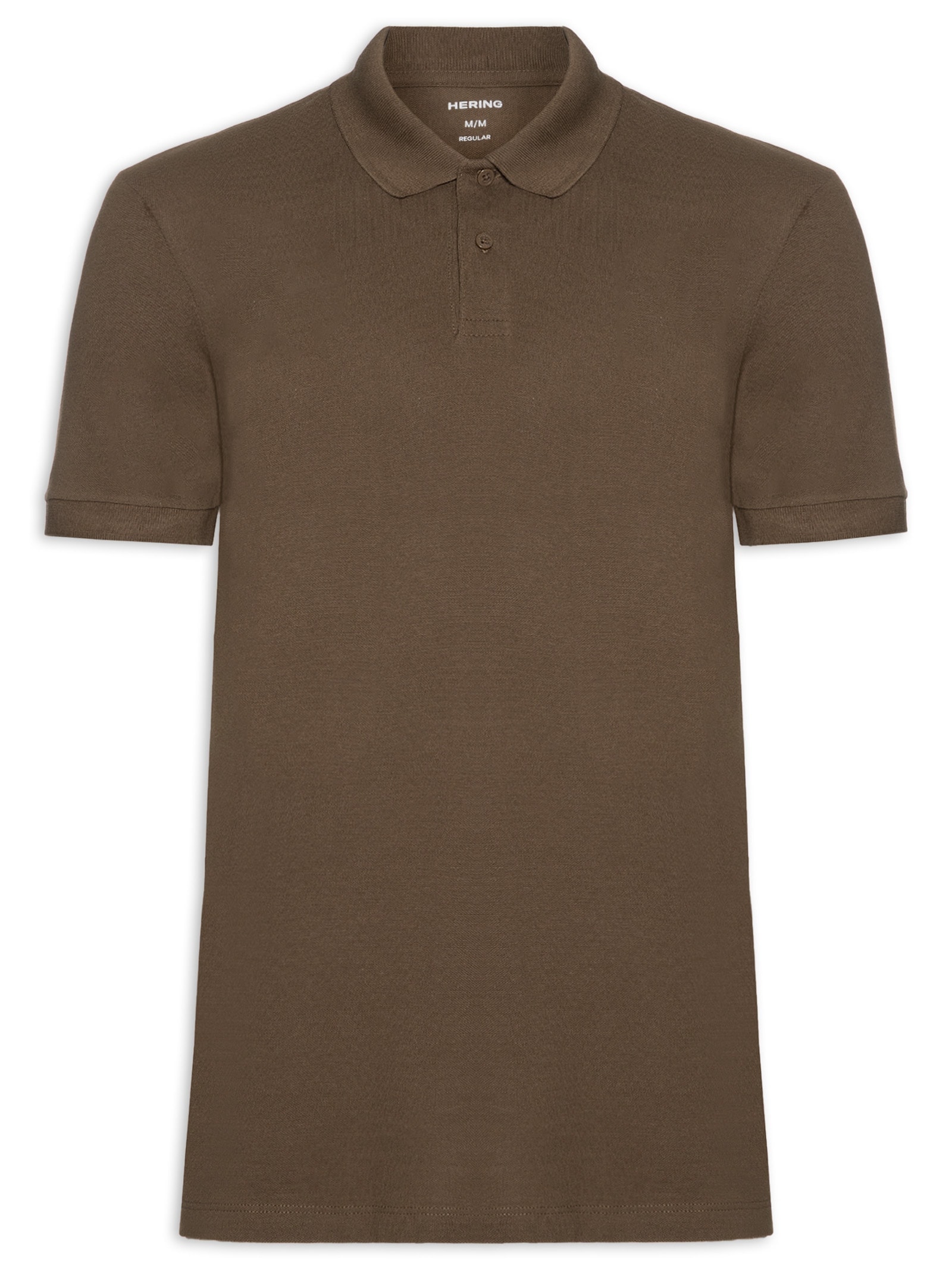 Polo Masculina Básica Em Pique Marrom Hering