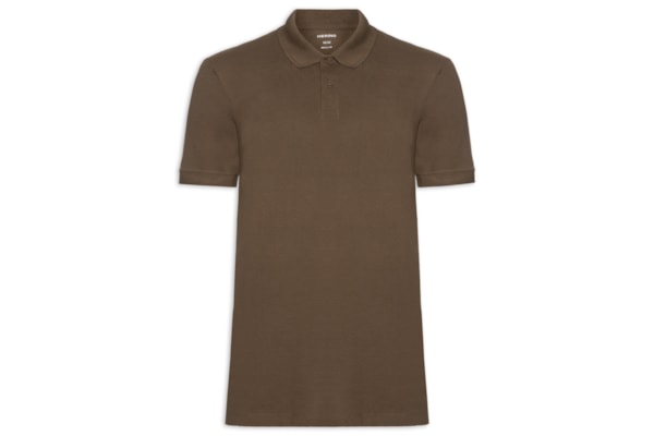 Polo Masculina Básica Em Pique - Marrom