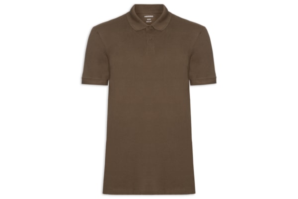 Polo Masculina Básica Em Pique - Marrom