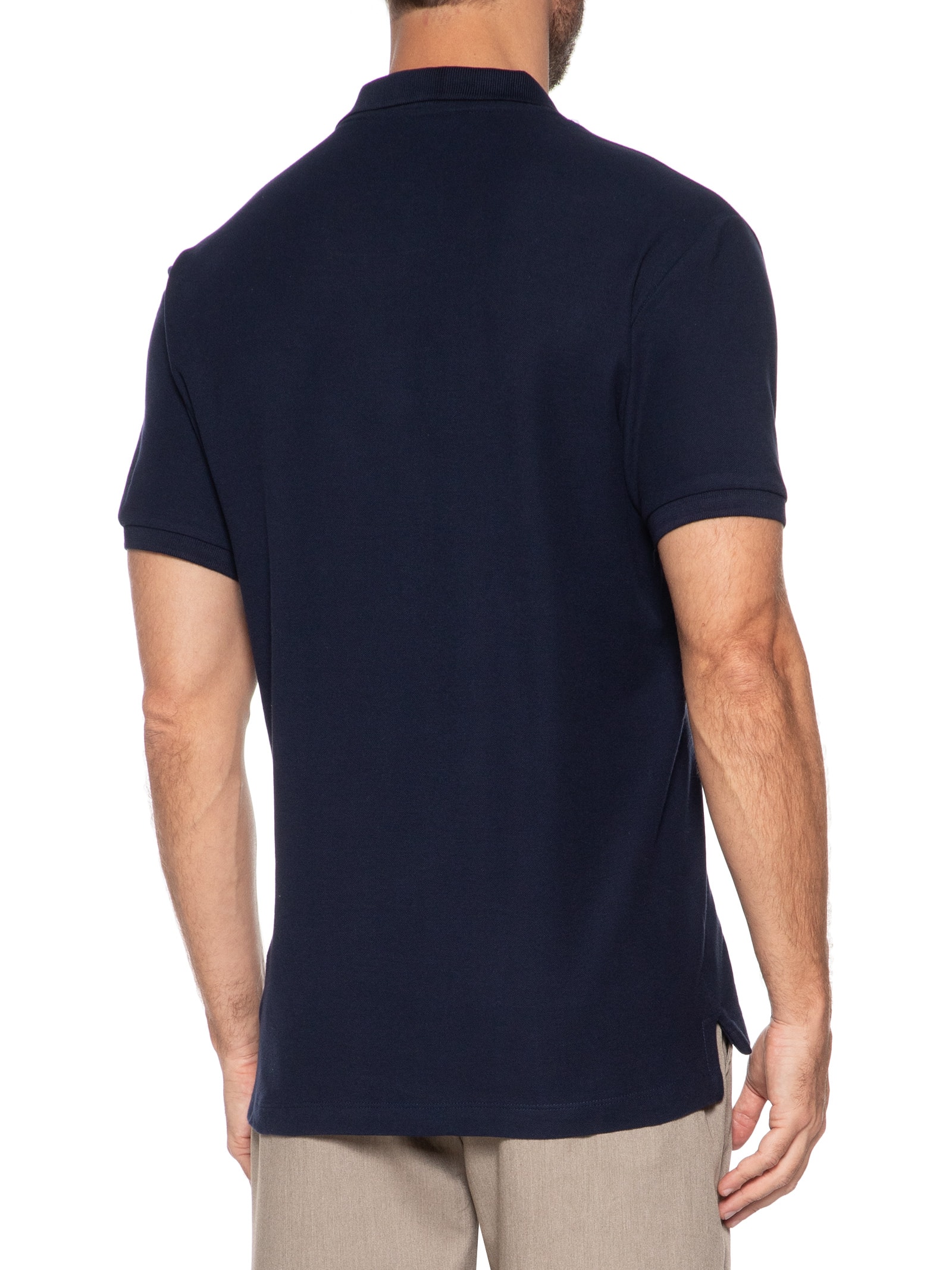 Polo Masculina Básica Em Piquet Azul Sergio K