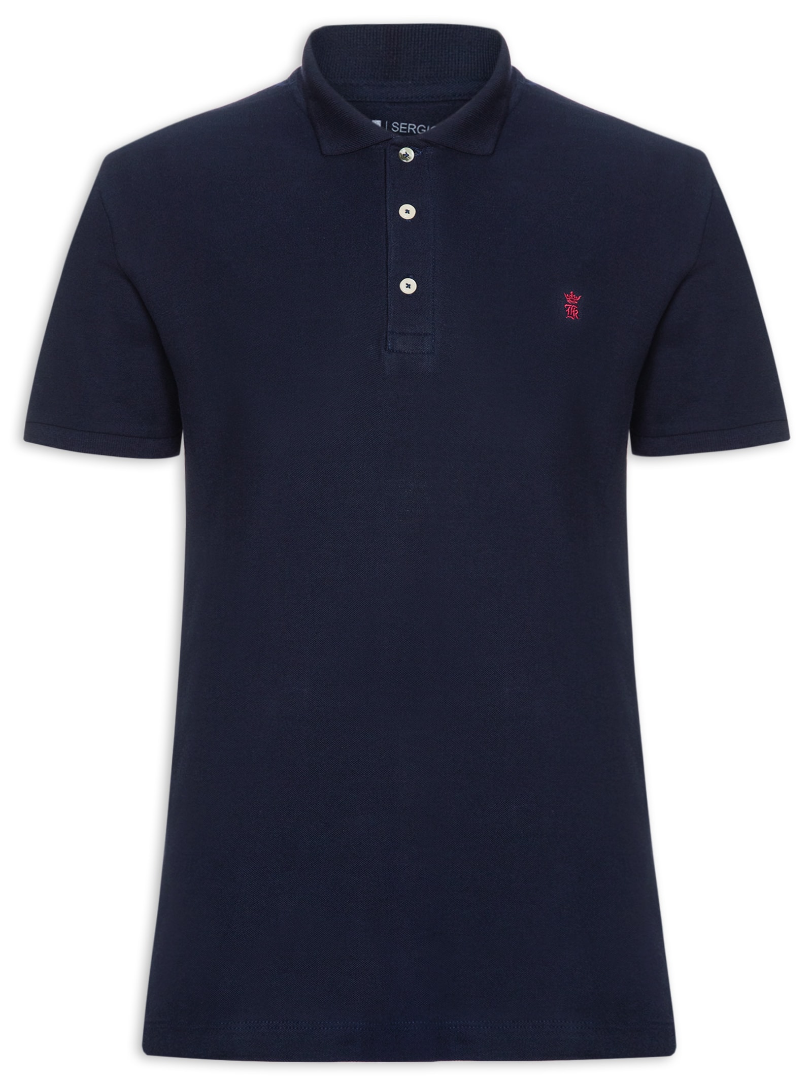 Polo Masculina Básica Em Piquet Azul Sergio K