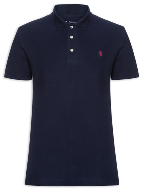 Polo Masculina Básica Em Piquet – Azul