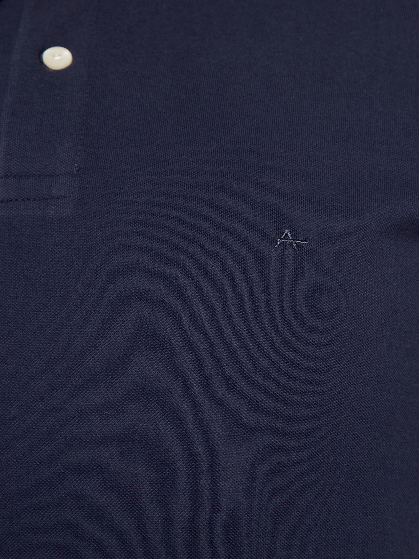 Polo Masculina Básica em Piquet Azul Aramis