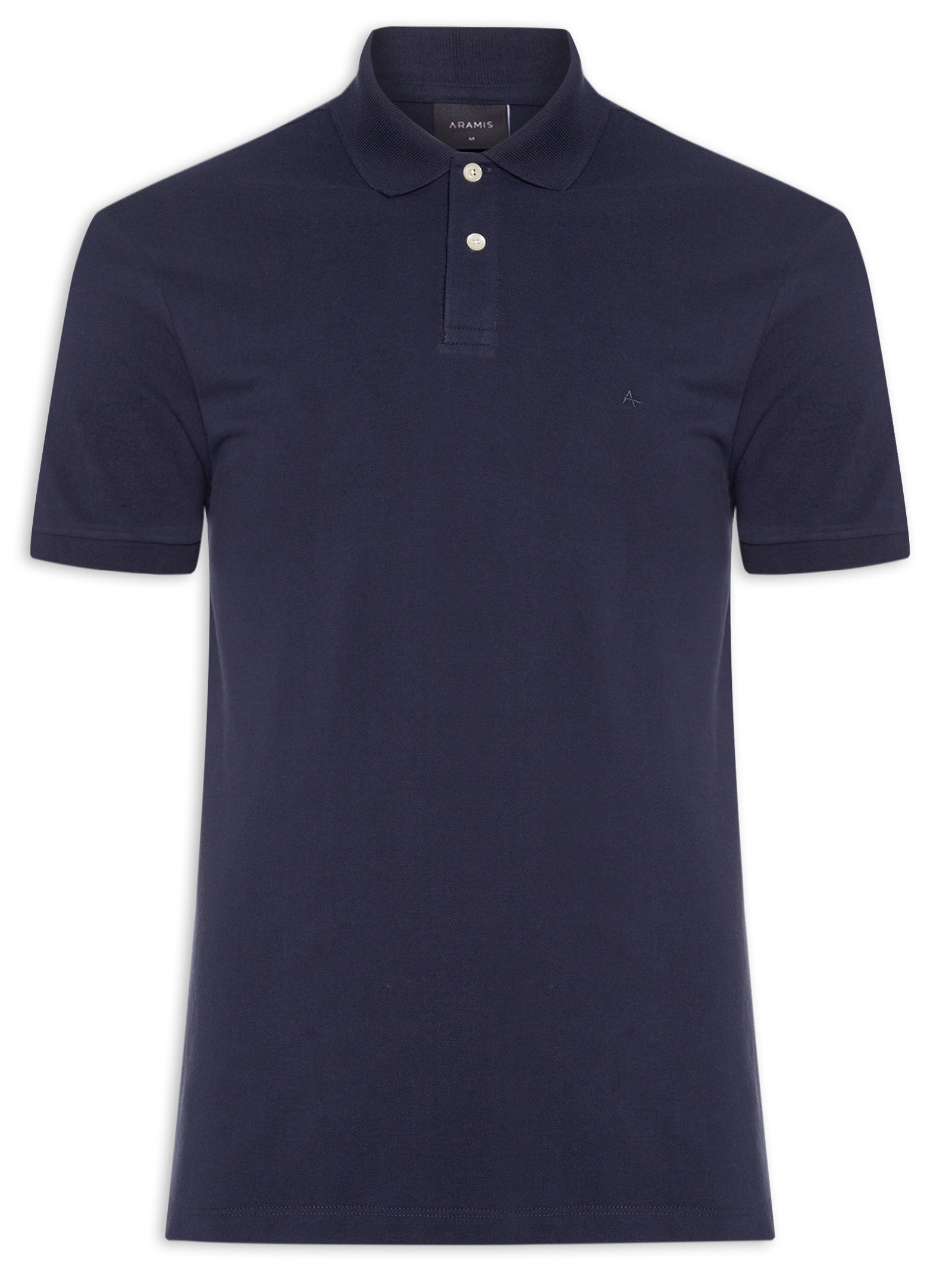 Polo Masculina Básica em Piquet Azul Aramis