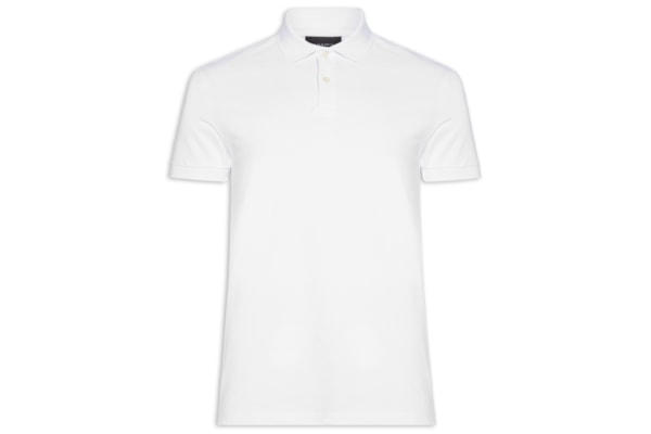 Polo Masculina Básica Em Piquet - Branco