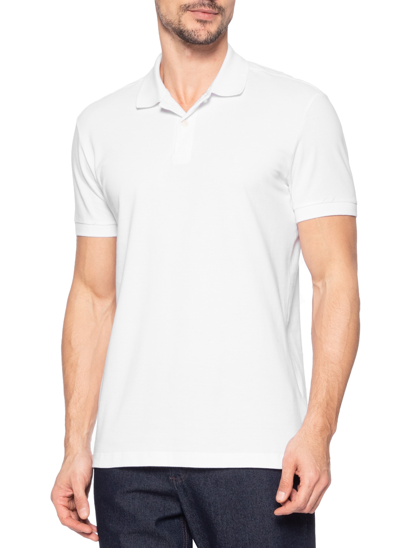 Polo Masculina Básica Em Piquet Branco Aramis