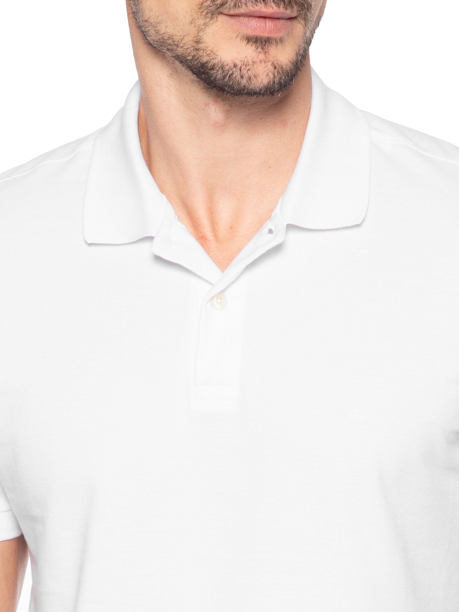 Polo Masculina Básica Em Piquet Branco Aramis