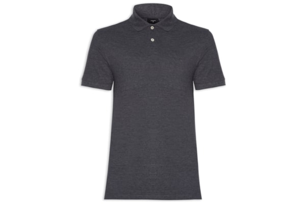 Polo Masculina Básica em Piquet - Cinza