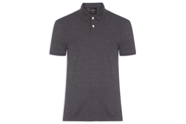 Polo Masculina Básica em Piquet - Cinza