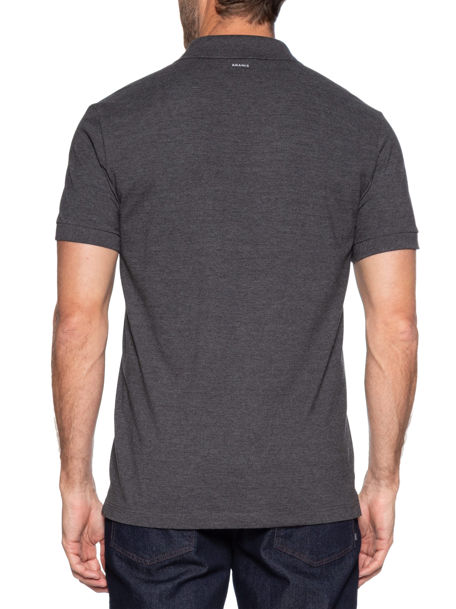 Polo Masculina Básica em Piquet Cinza Aramis
