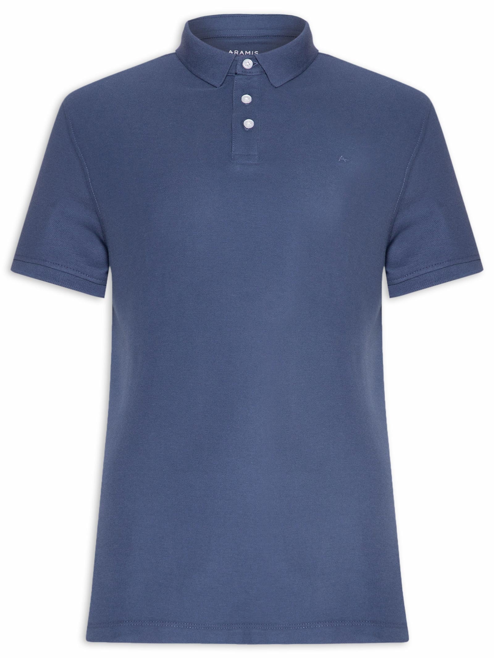 Polo Masculina Básica Em Piquet De Algodão Azul Aramis