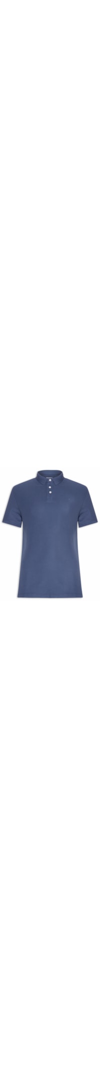 Polo Masculina Básica Em Piquet De Algodão - Azul