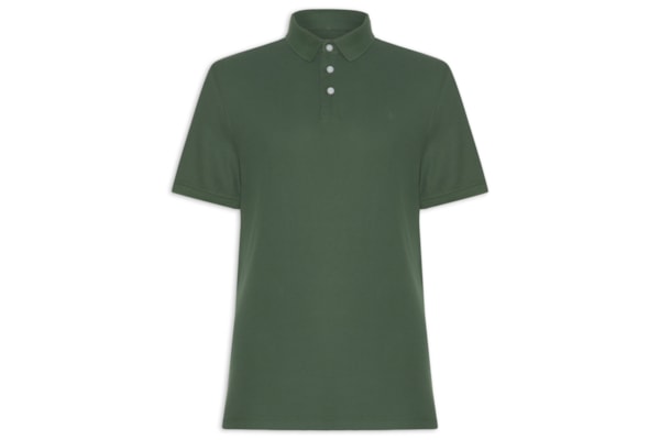 Polo Masculina Básica Em Piquet De Algodão - Verde