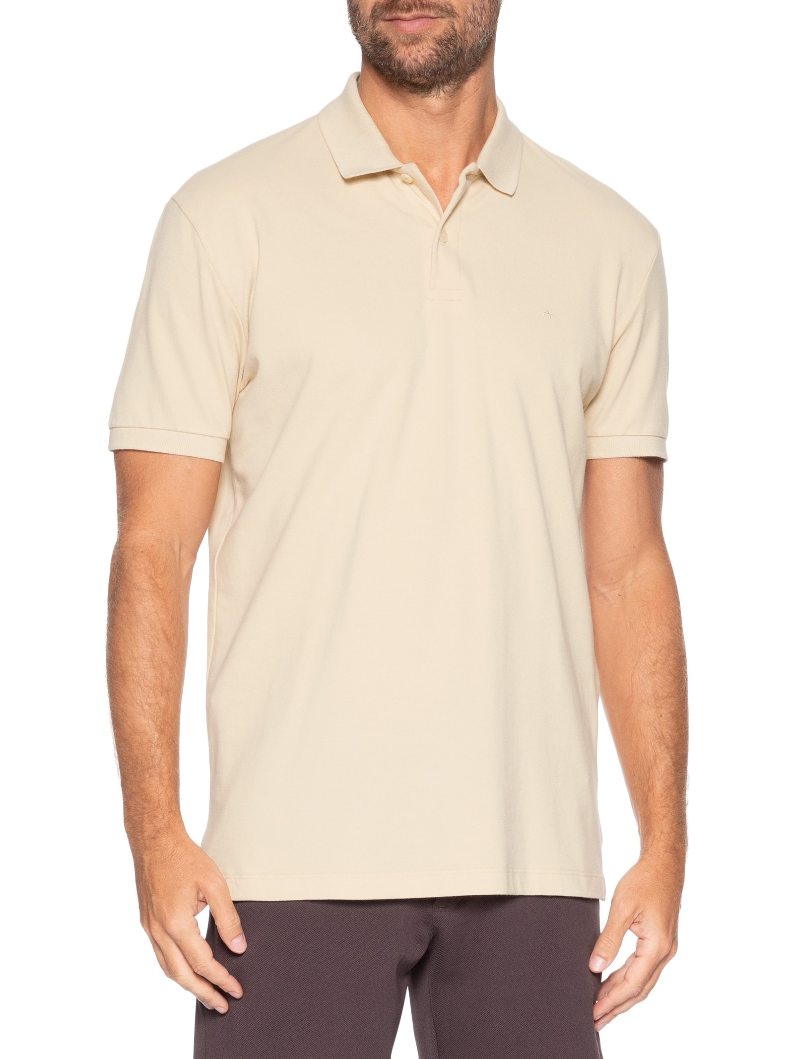 Polo Masculina Básica Em Piquet Logo Surton Amarelo Aramis