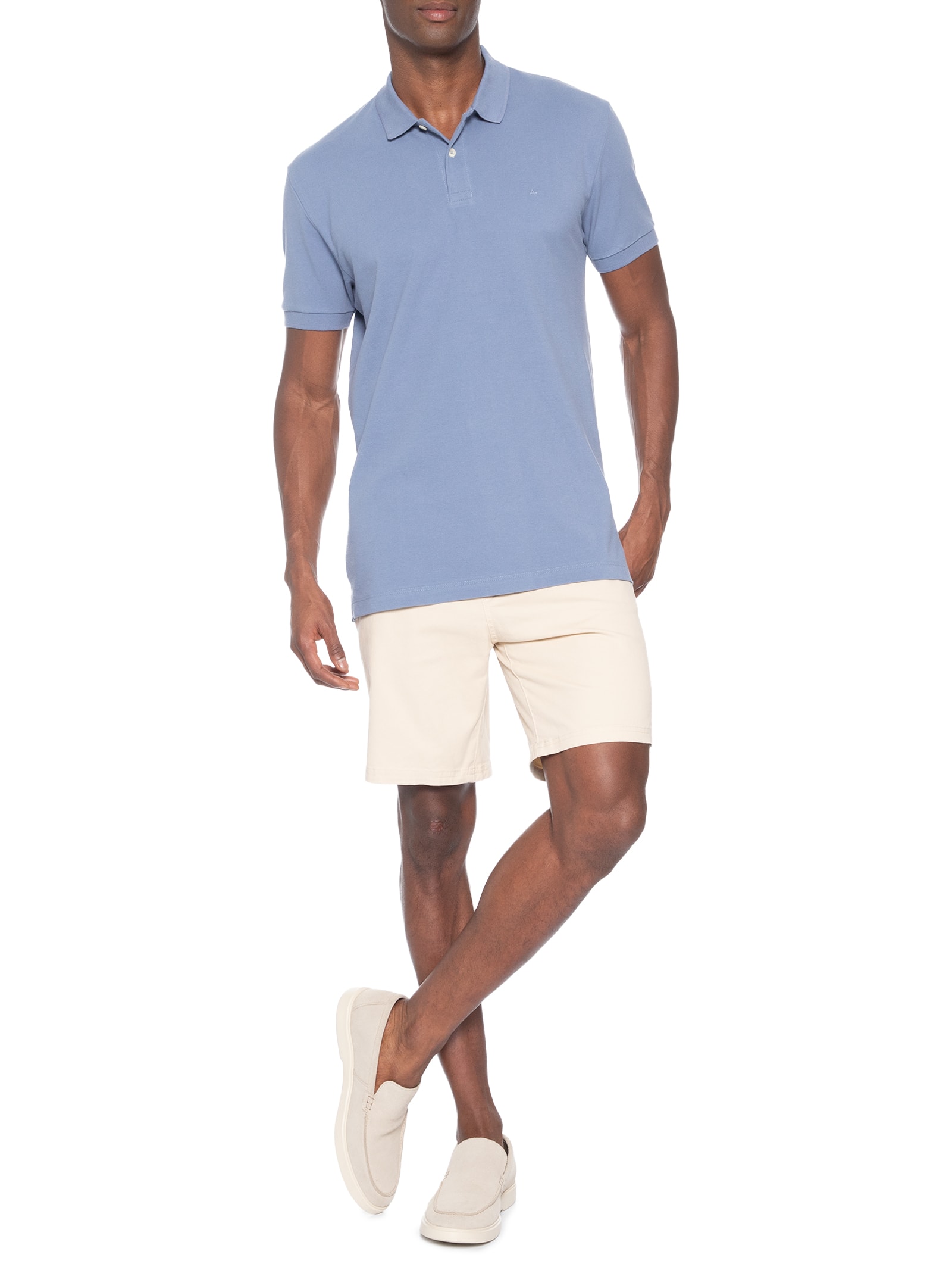 Polo Masculina Básica Em Piquet Logo Surton Azul Aramis