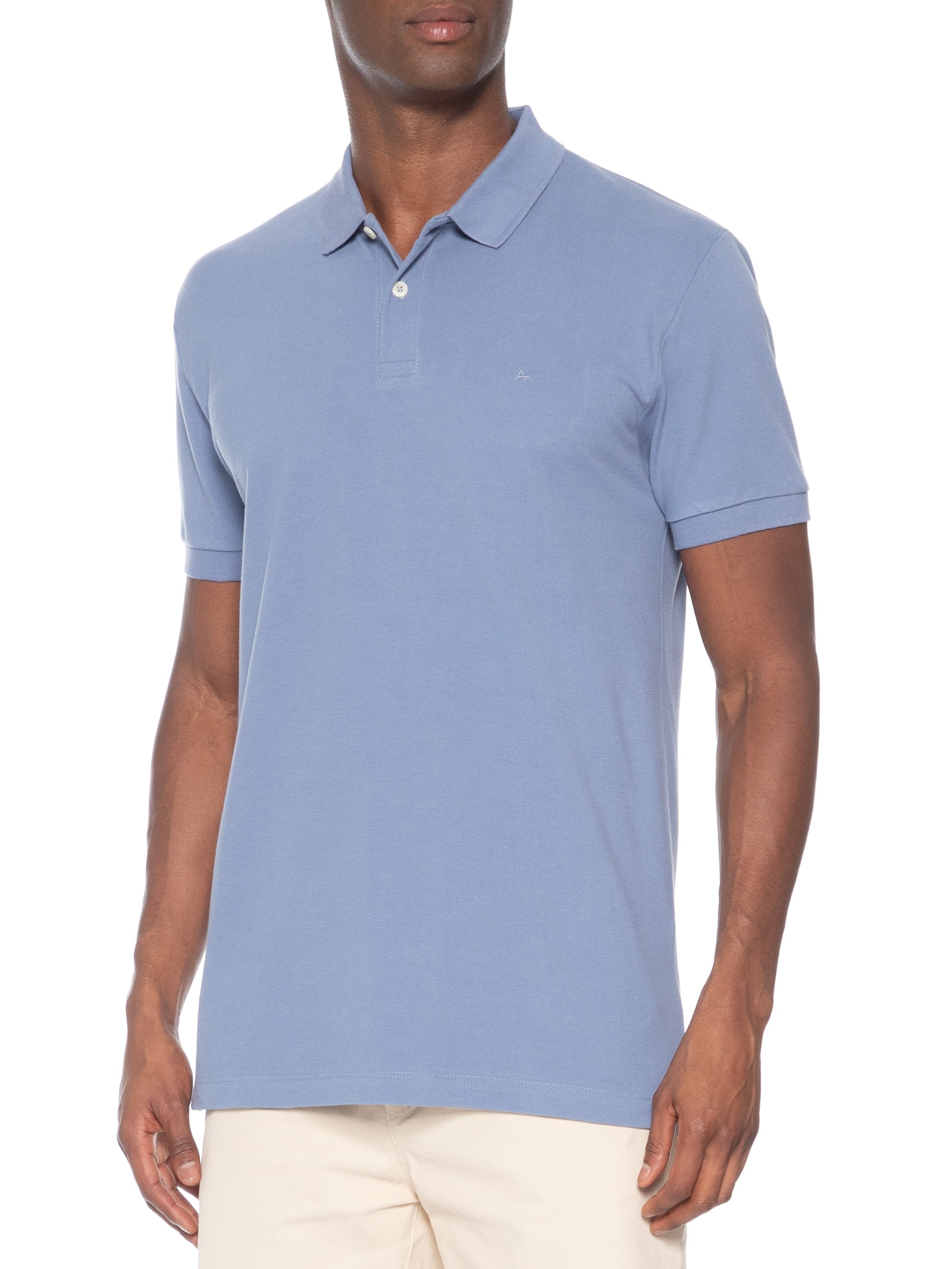 Polo Masculina Básica Em Piquet Logo Surton Azul Aramis