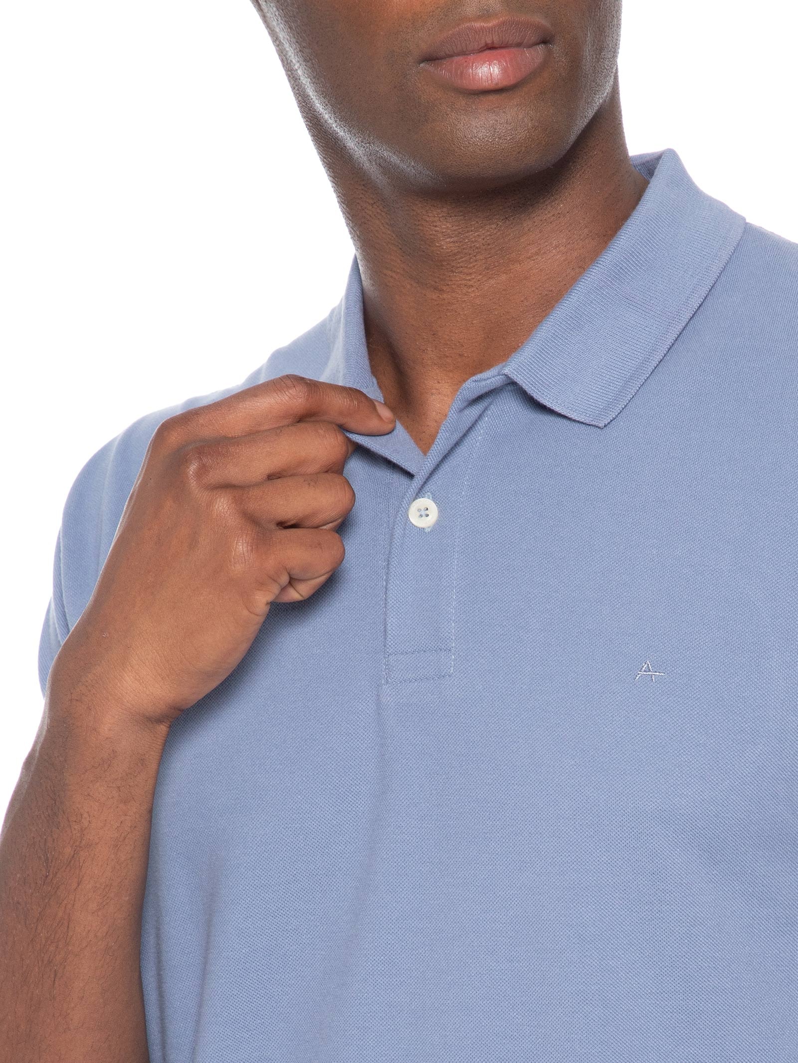 Polo Masculina Básica Em Piquet Logo Surton Azul Aramis