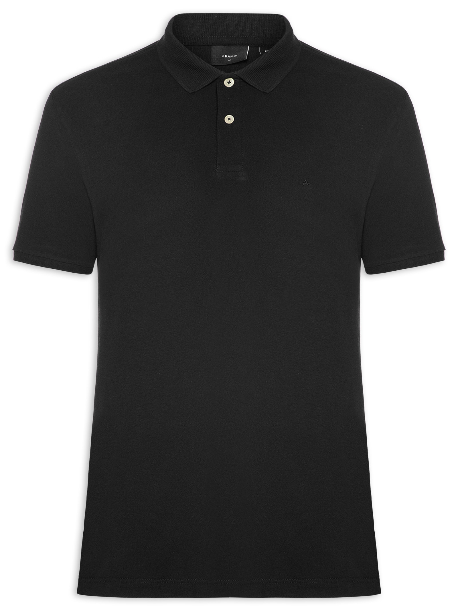 Polo Masculina Básica em Piquet Preto Aramis