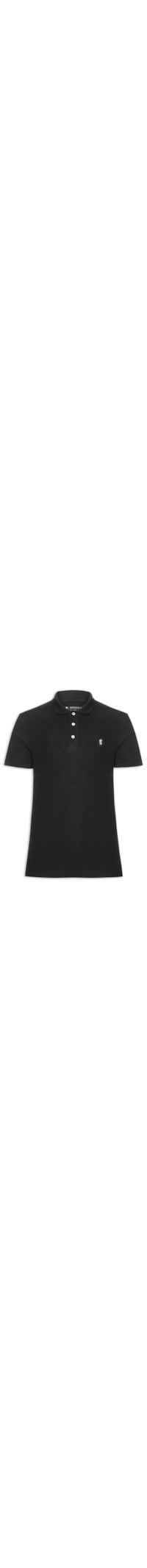 Polo Masculina Básica Em Piquet - Preto