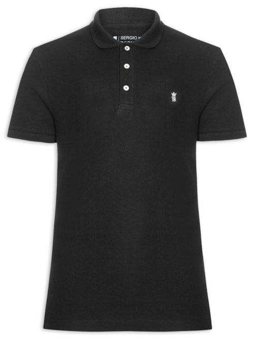 Polo Masculina Básica Em Piquet – Preto