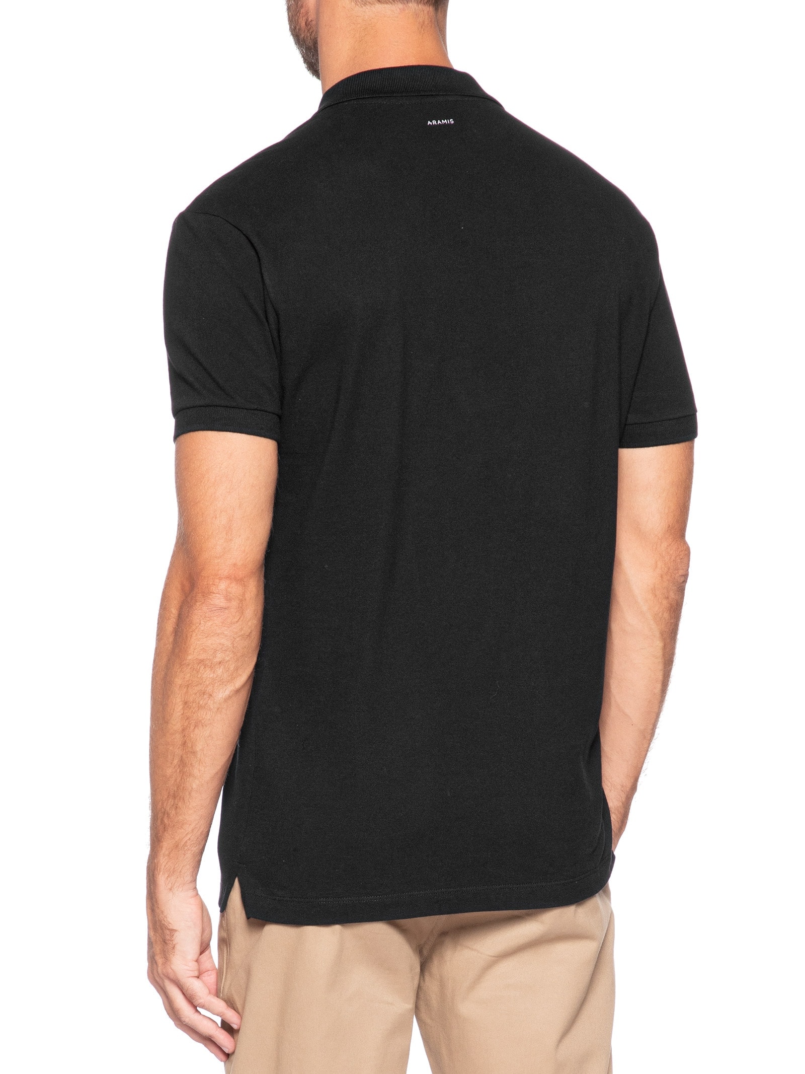 Polo Masculina Básica em Piquet Preto Aramis