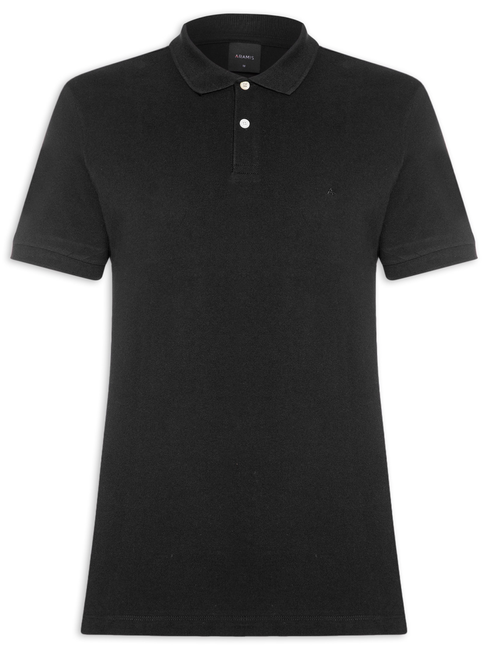 Polo Masculina Básica em Piquet Preto Aramis