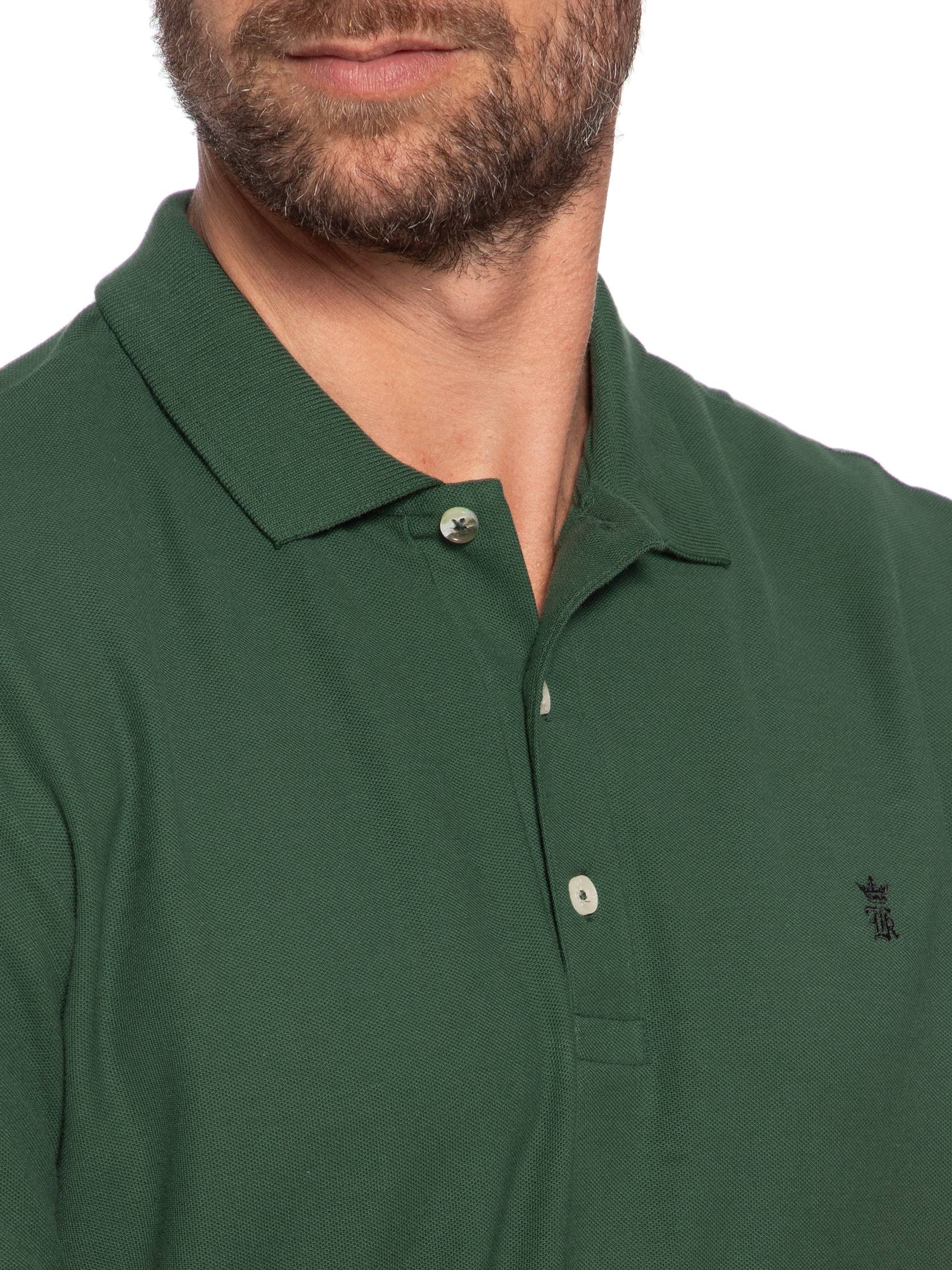Polo Masculina Básica Em Piquet Verde Sergio K