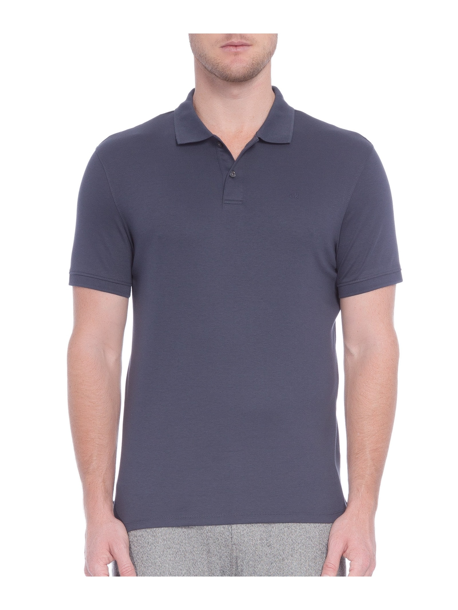 Polo Masculina Básica Interlock Bordado Azul Calvin Klein - White Label
