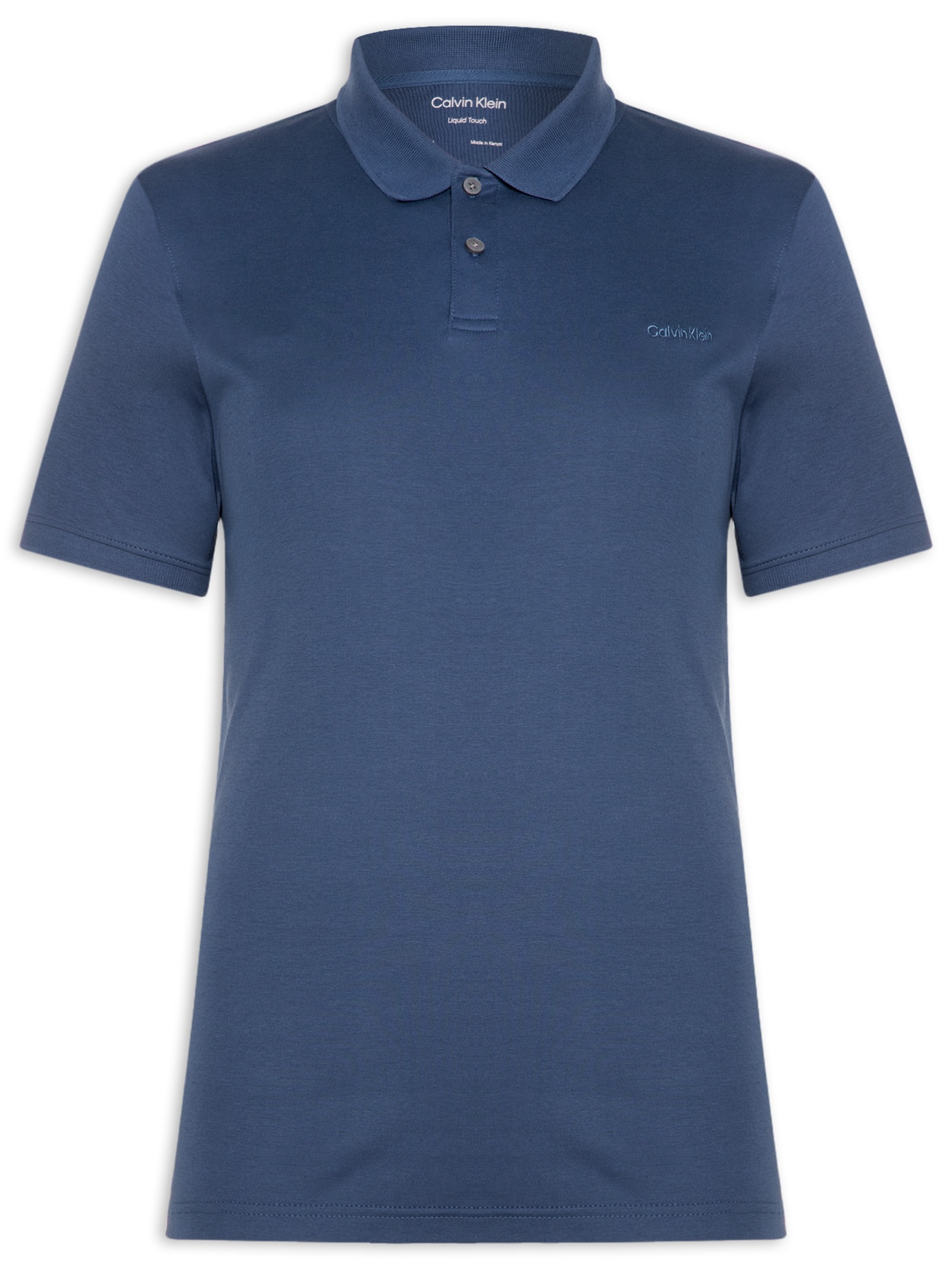 Polo Masculina Básica Interlock Liquid Touch Azul Calvin Klein