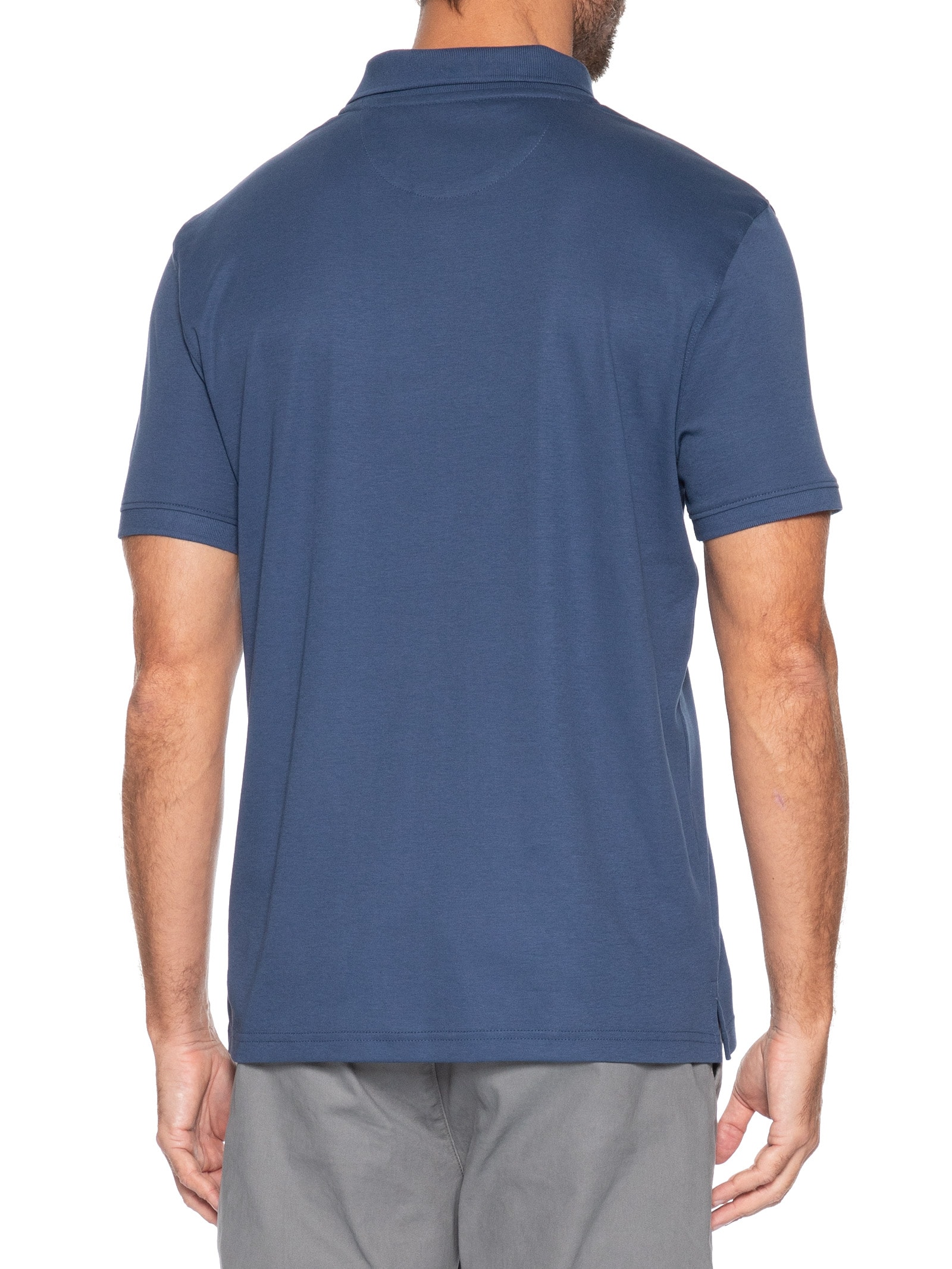 Polo Masculina Básica Interlock Liquid Touch Azul Calvin Klein