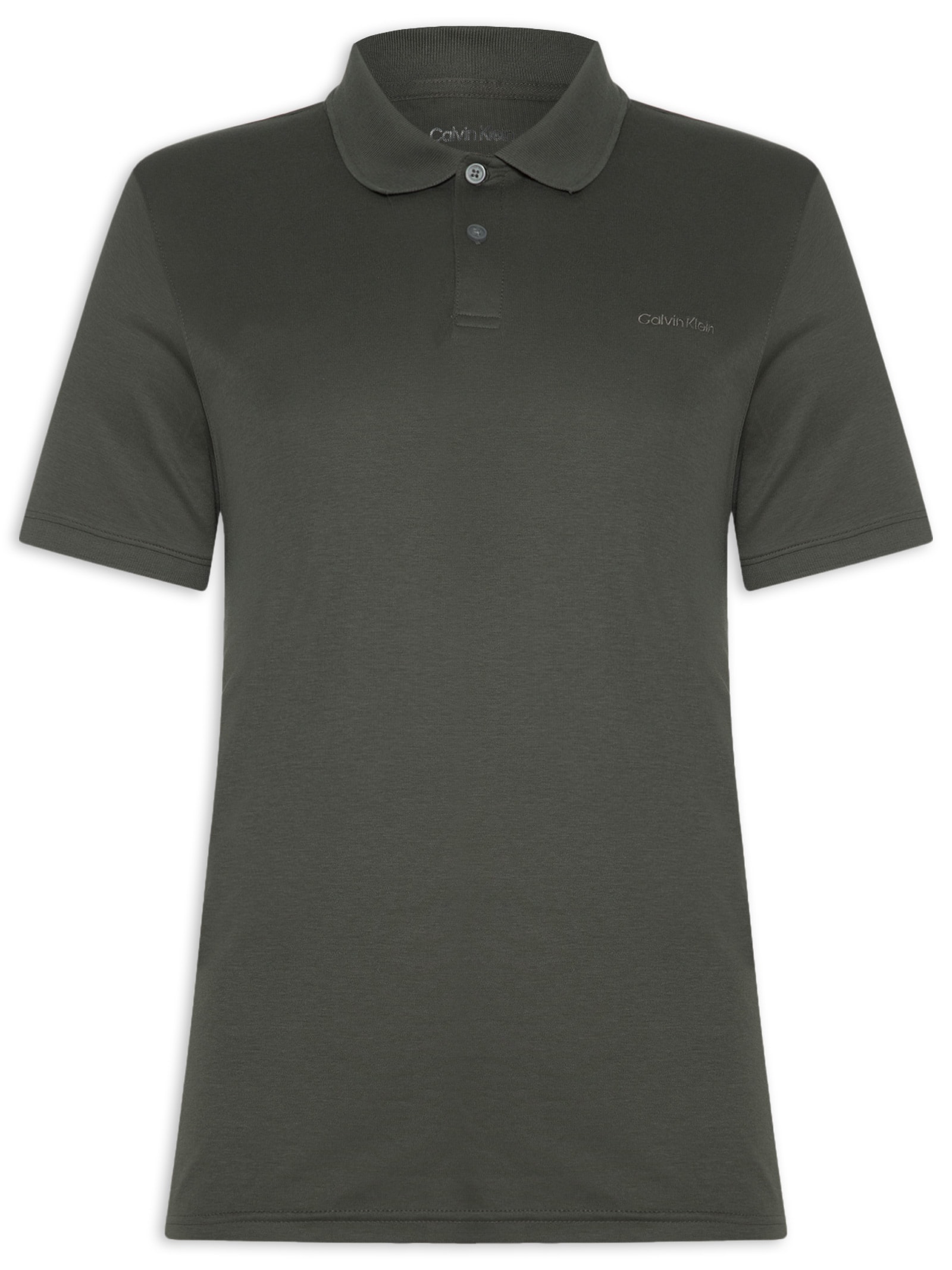 Polo Masculina Básica Interlock Liquid Touch Cinza Calvin Klein