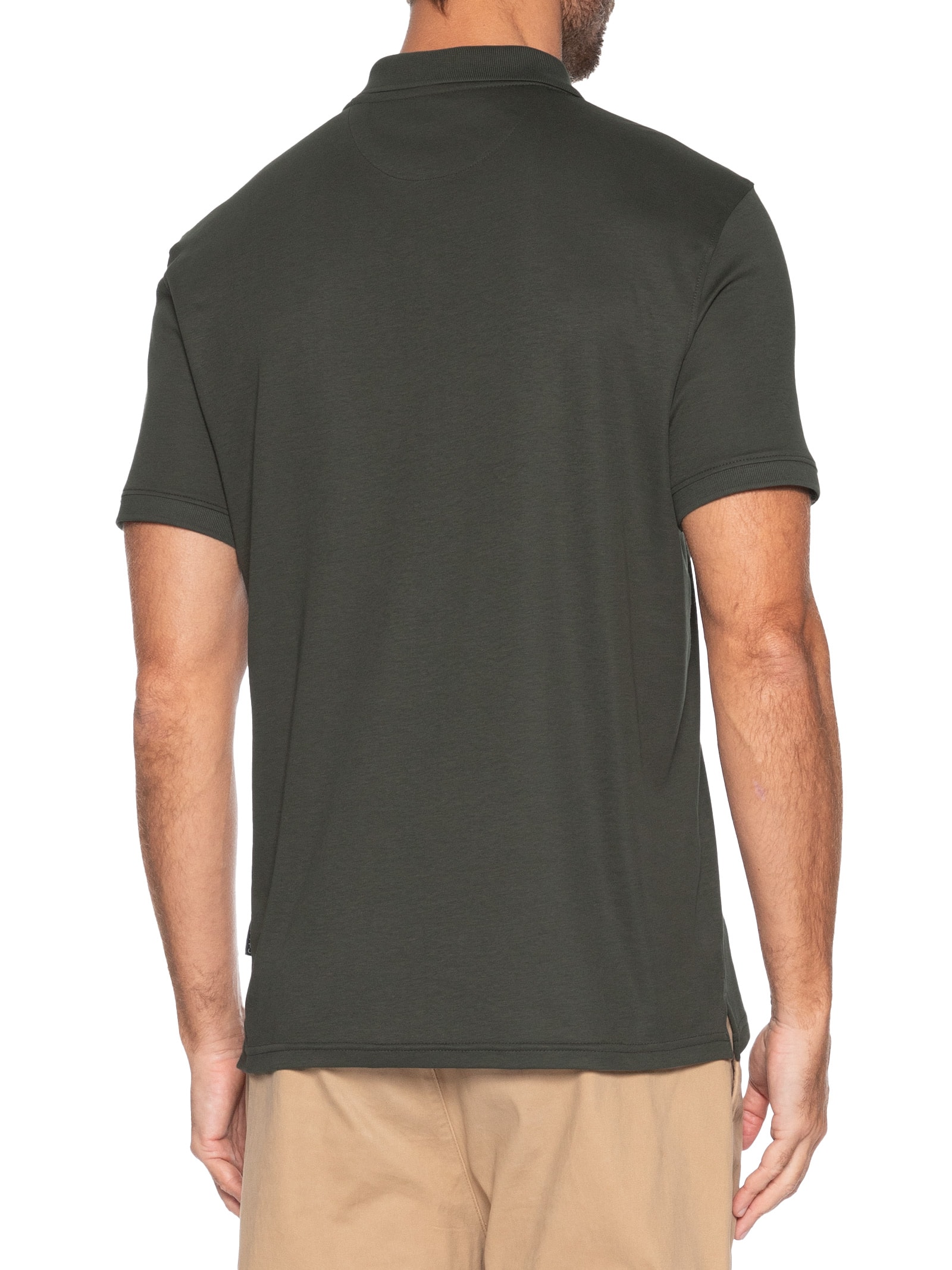 Polo Masculina Básica Interlock Liquid Touch Cinza Calvin Klein