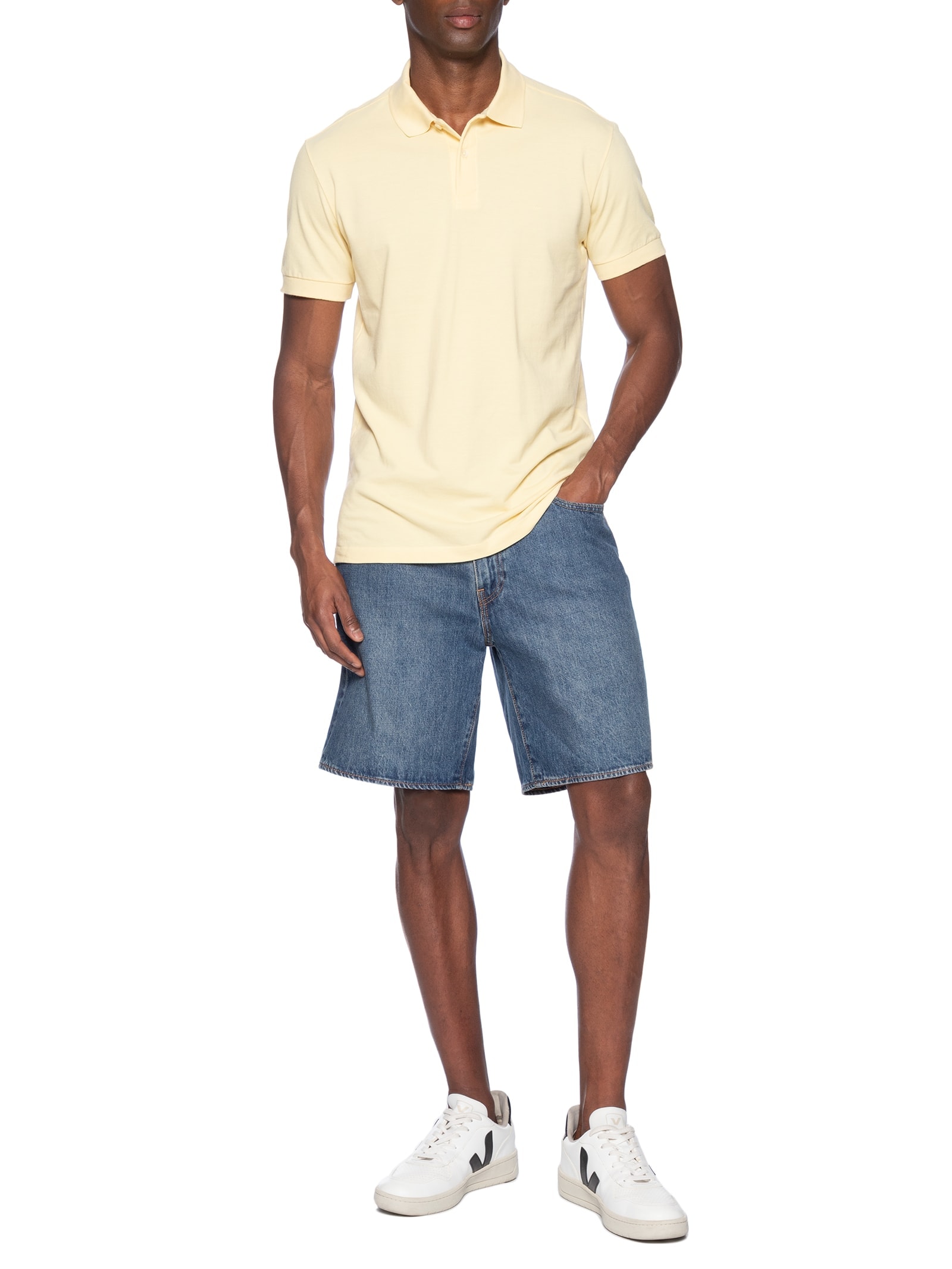 Polo Masculina Básica Piquet Amarelo  Aramis