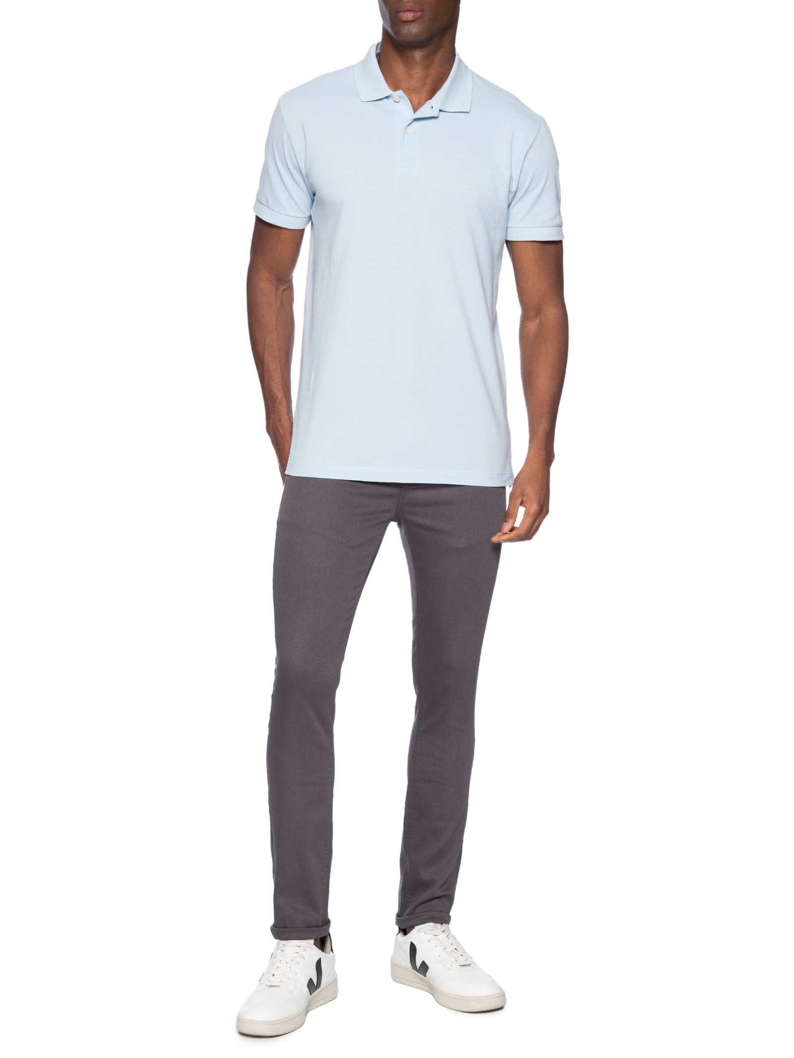 Polo Masculina Básica Piquet Azul Aramis