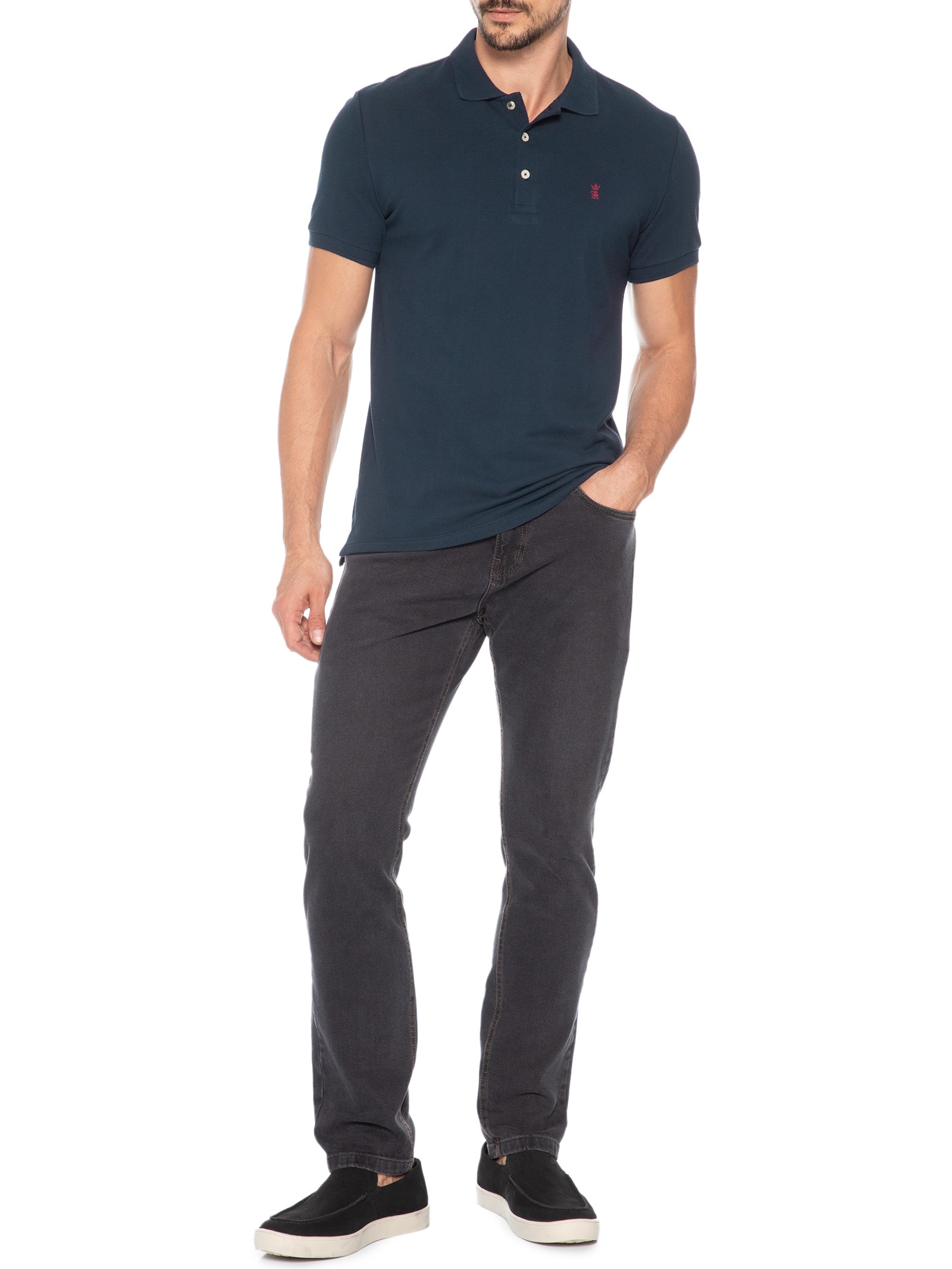 Polo Masculina Básica Piquet Azul Sergio K
