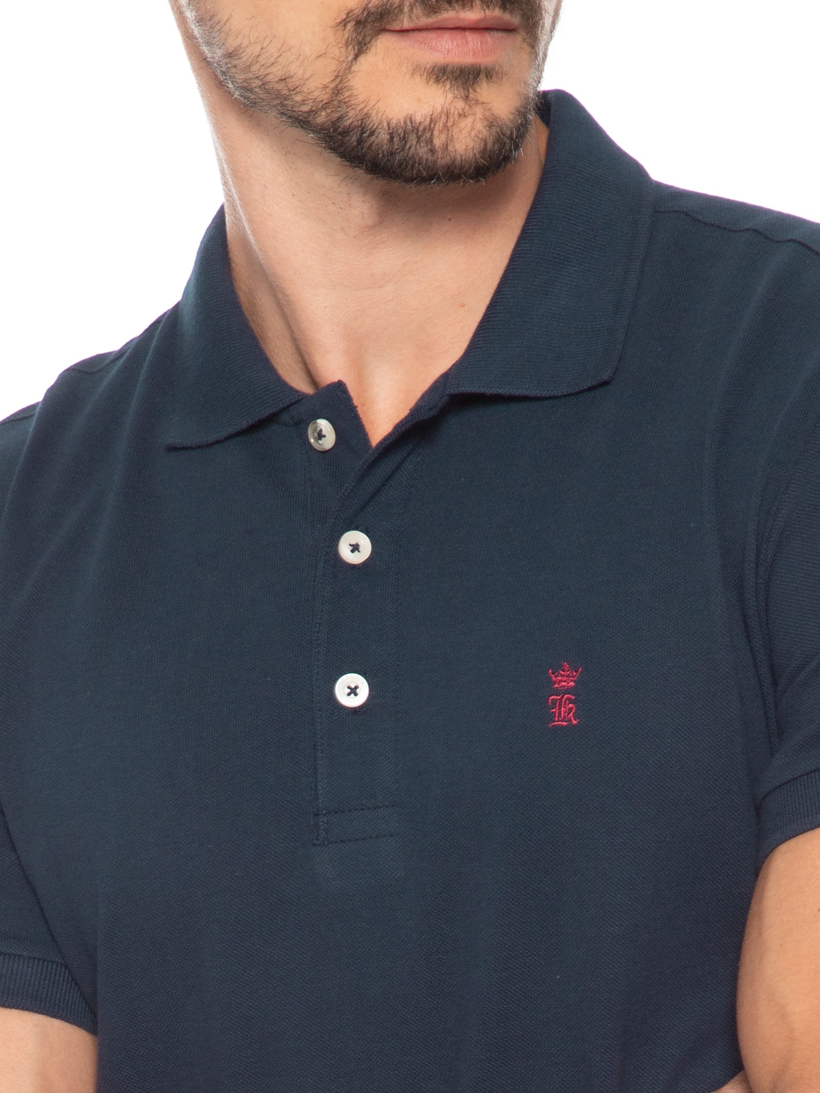 Polo Masculina Básica Piquet Azul Sergio K
