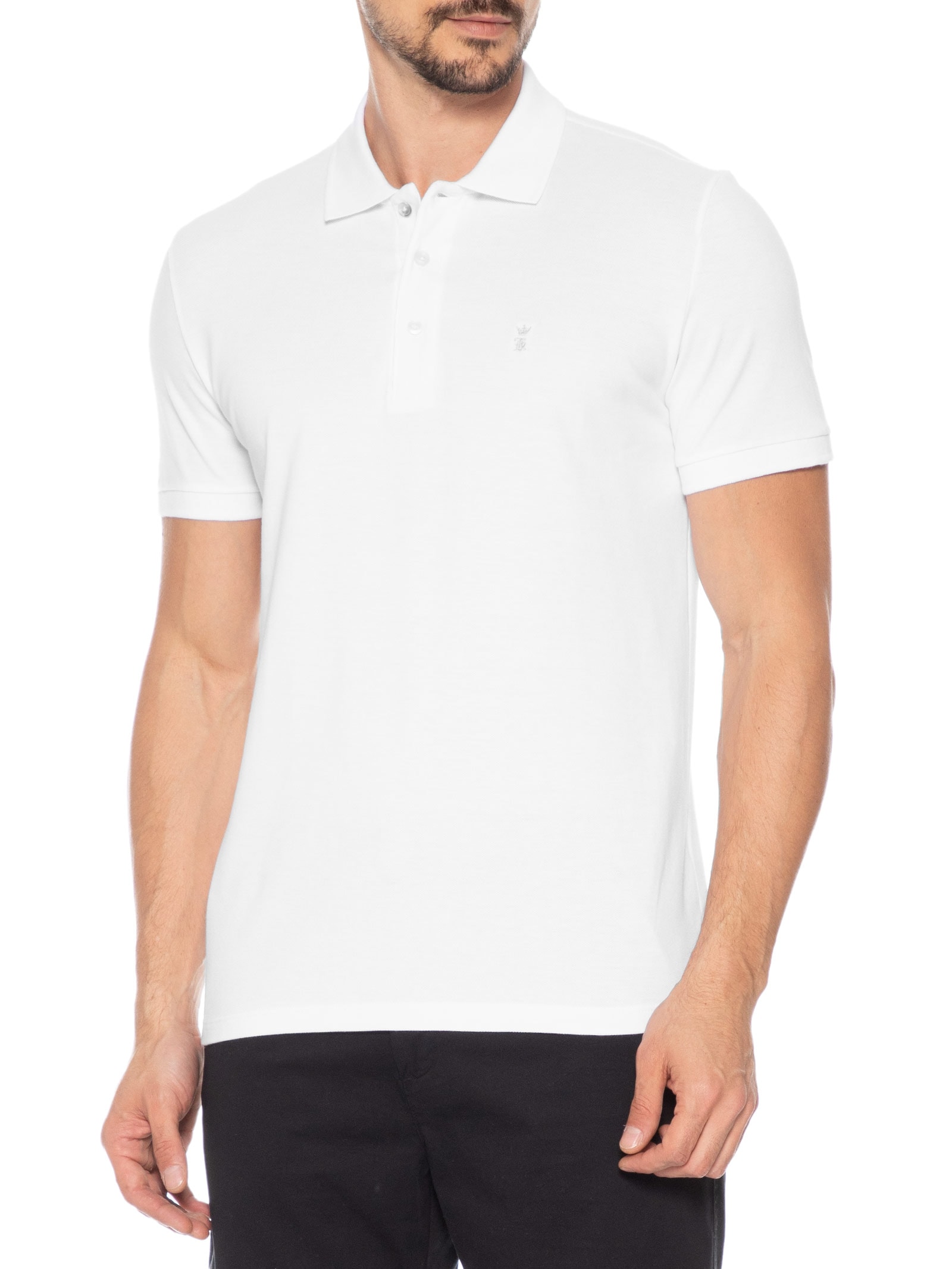 Polo Masculina Básica Piquet Branco Sergio K