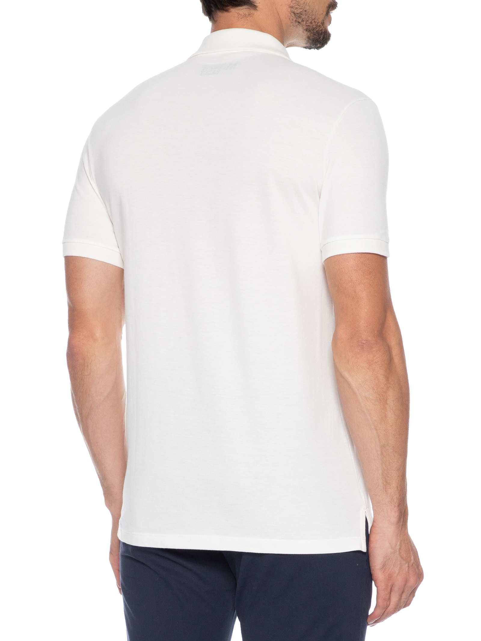 Polo Masculina Básica Piquet Branco e Verde Sergio K