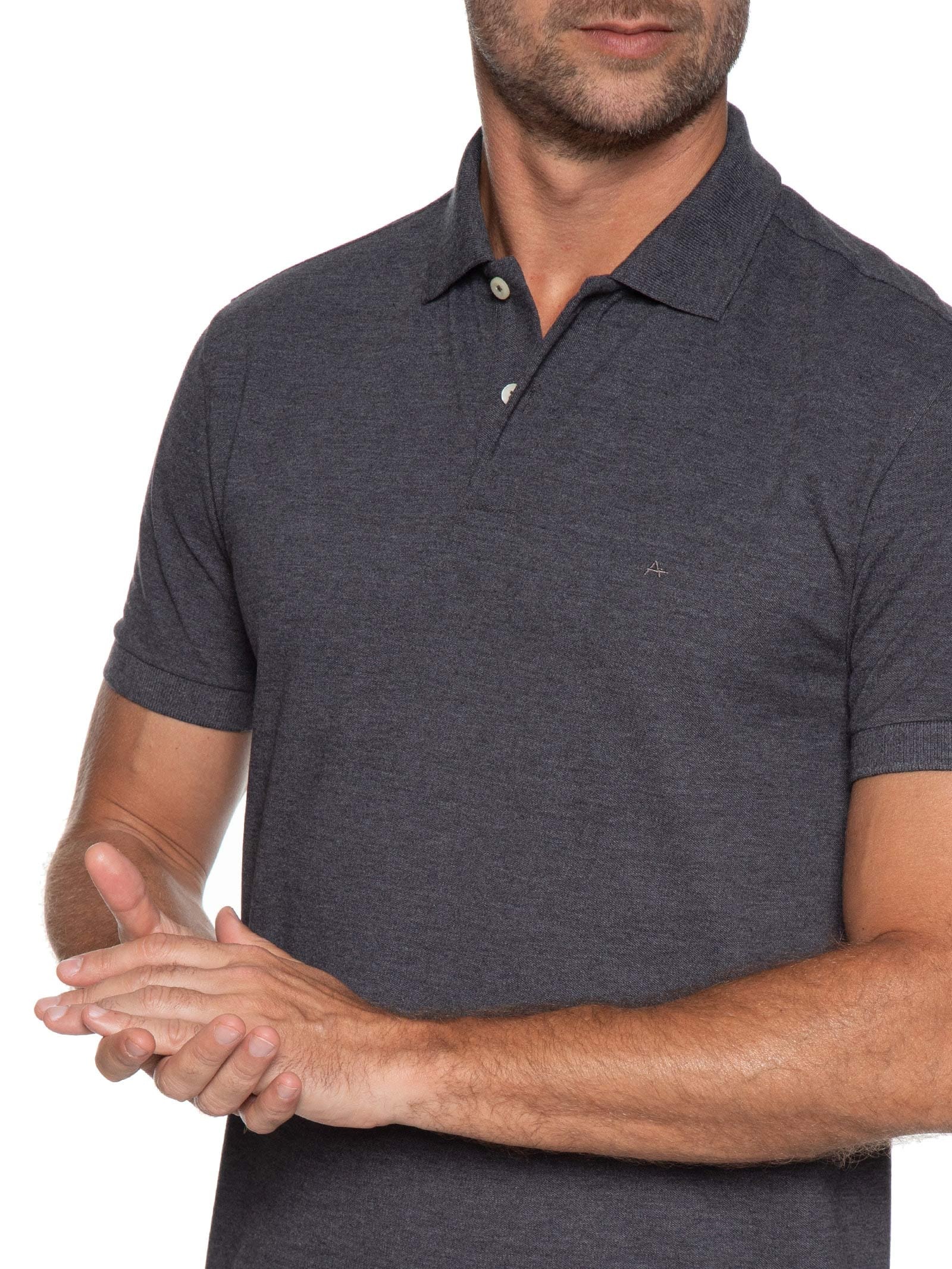 Polo Masculina Básica Piquet Cinza  Aramis