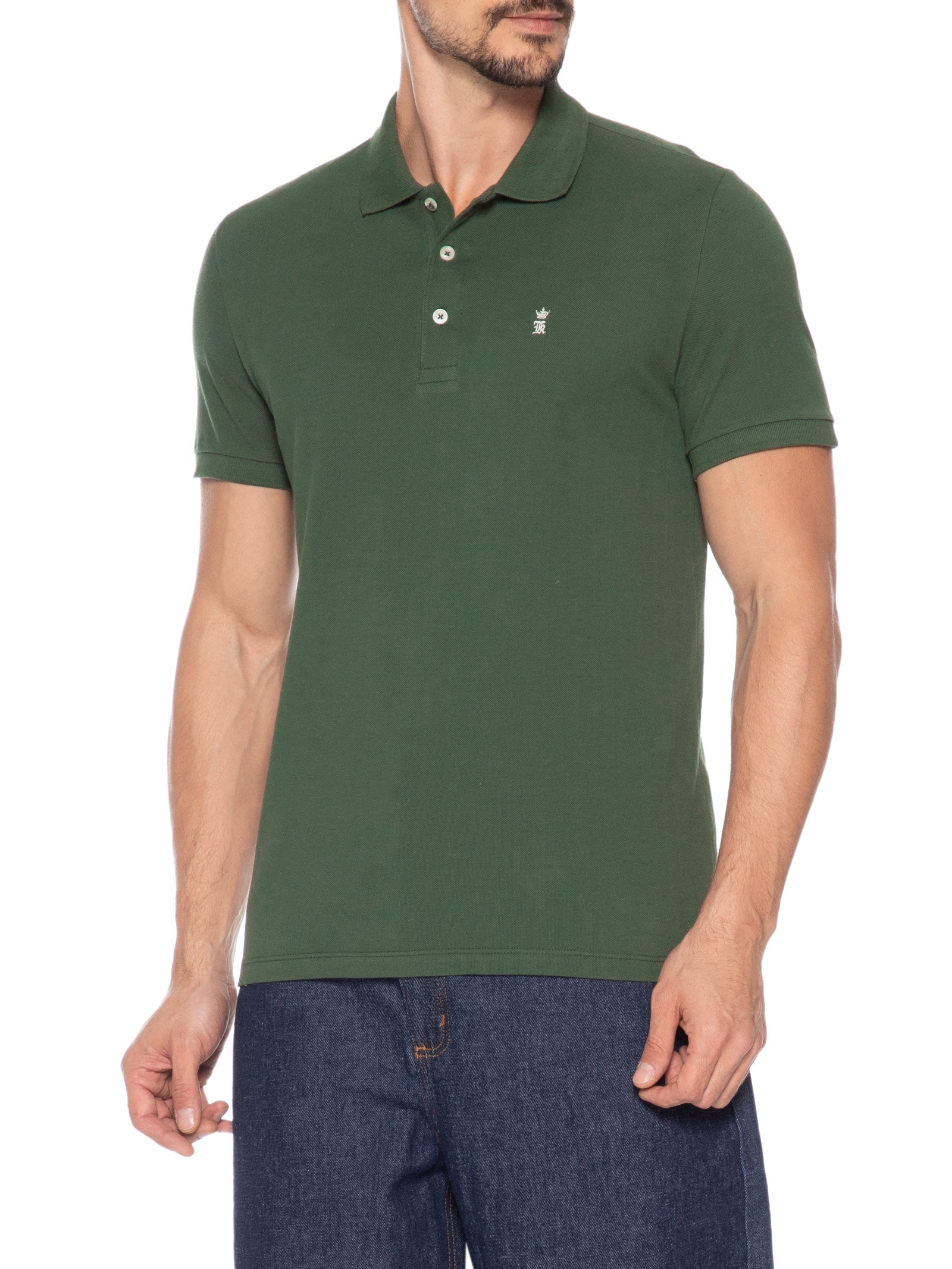 Polo Masculina Básica Piquet Verde Sergio K