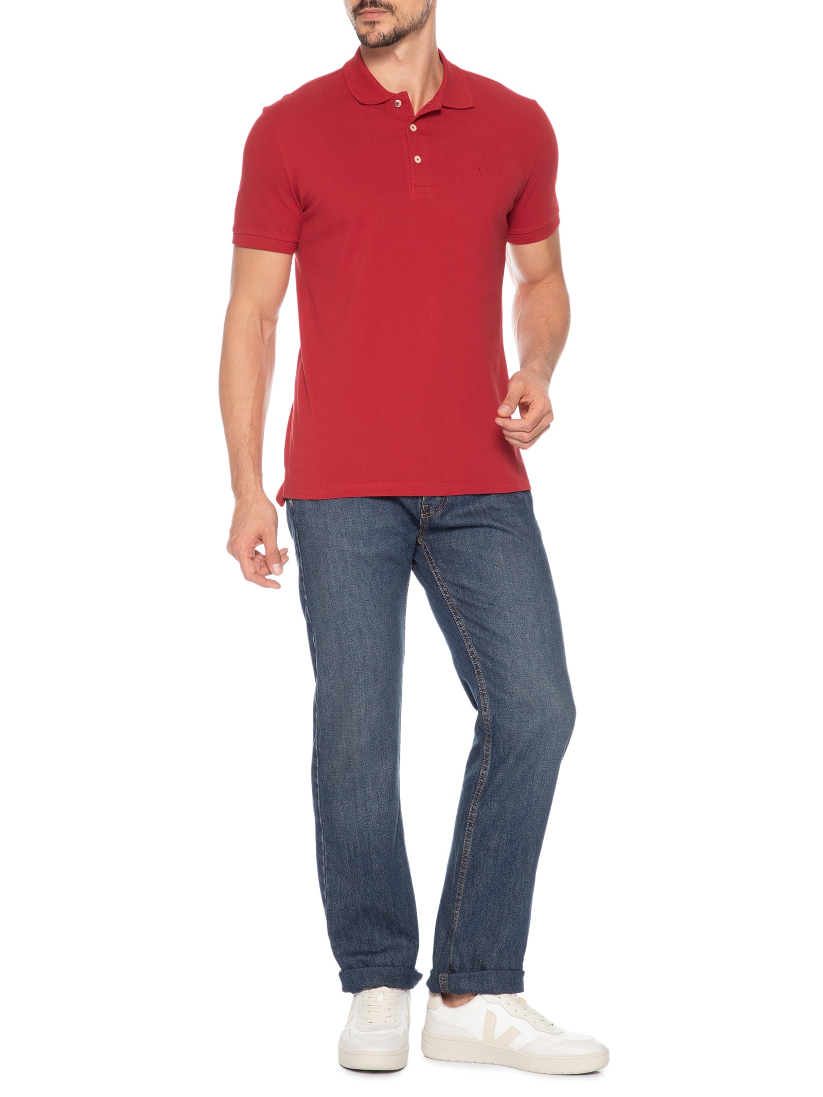 Polo Masculina Básica Piquet Vermelho Sergio K