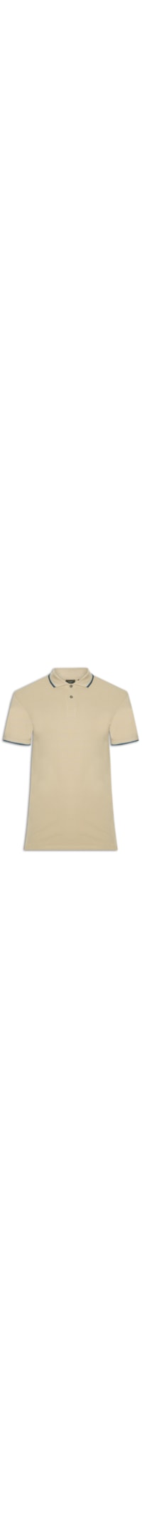 Polo Masculina Básica Regular Fit Com 4 Frisos - Bege