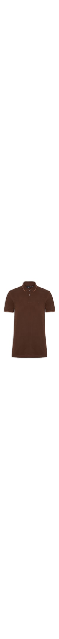 Polo Masculina Básica Regular Fit Com 4 Frisos - Marrom