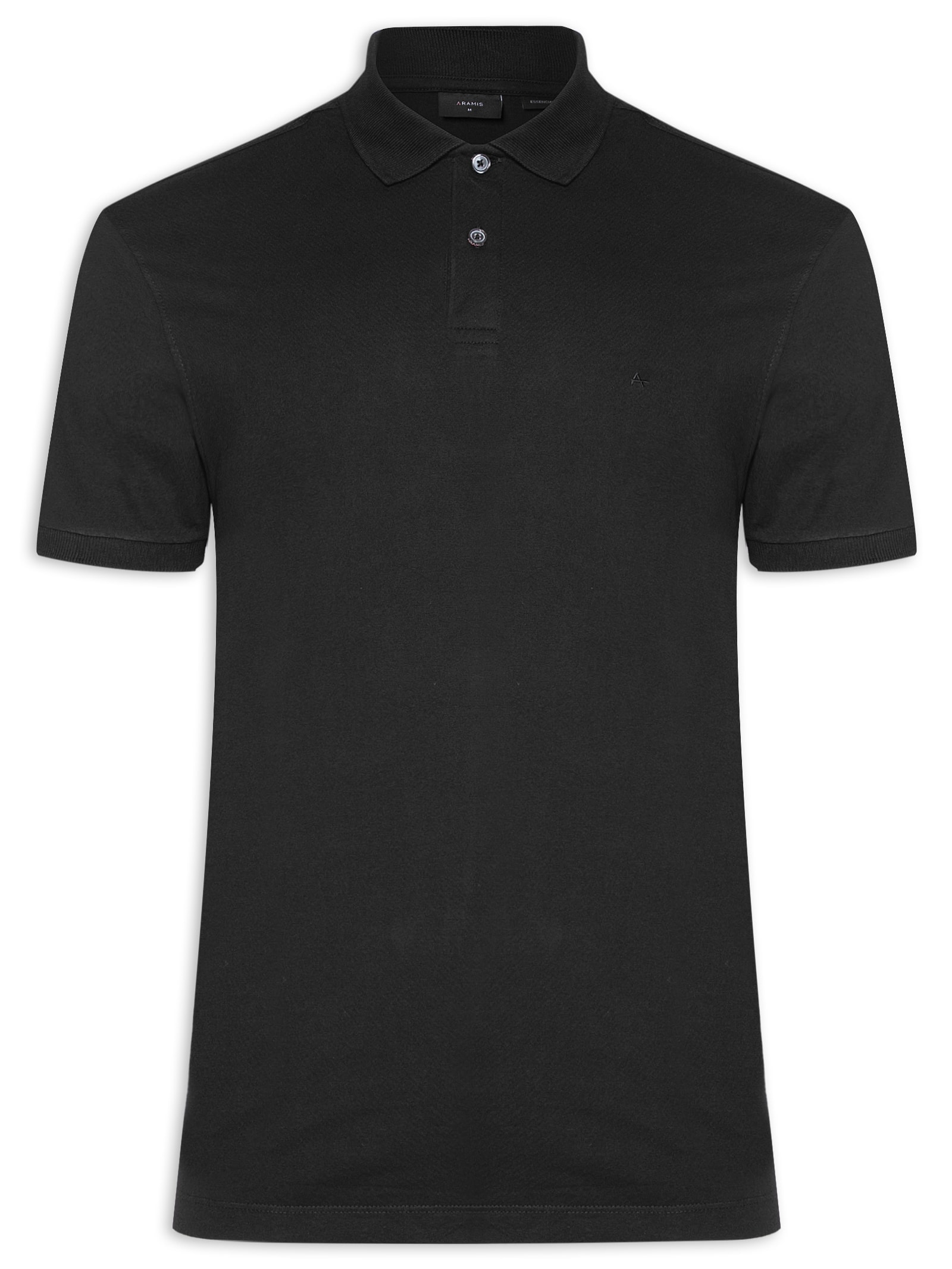 Polo Masculina Básica Regular Fit em 1/2 Malha Lisa Preto Aramis