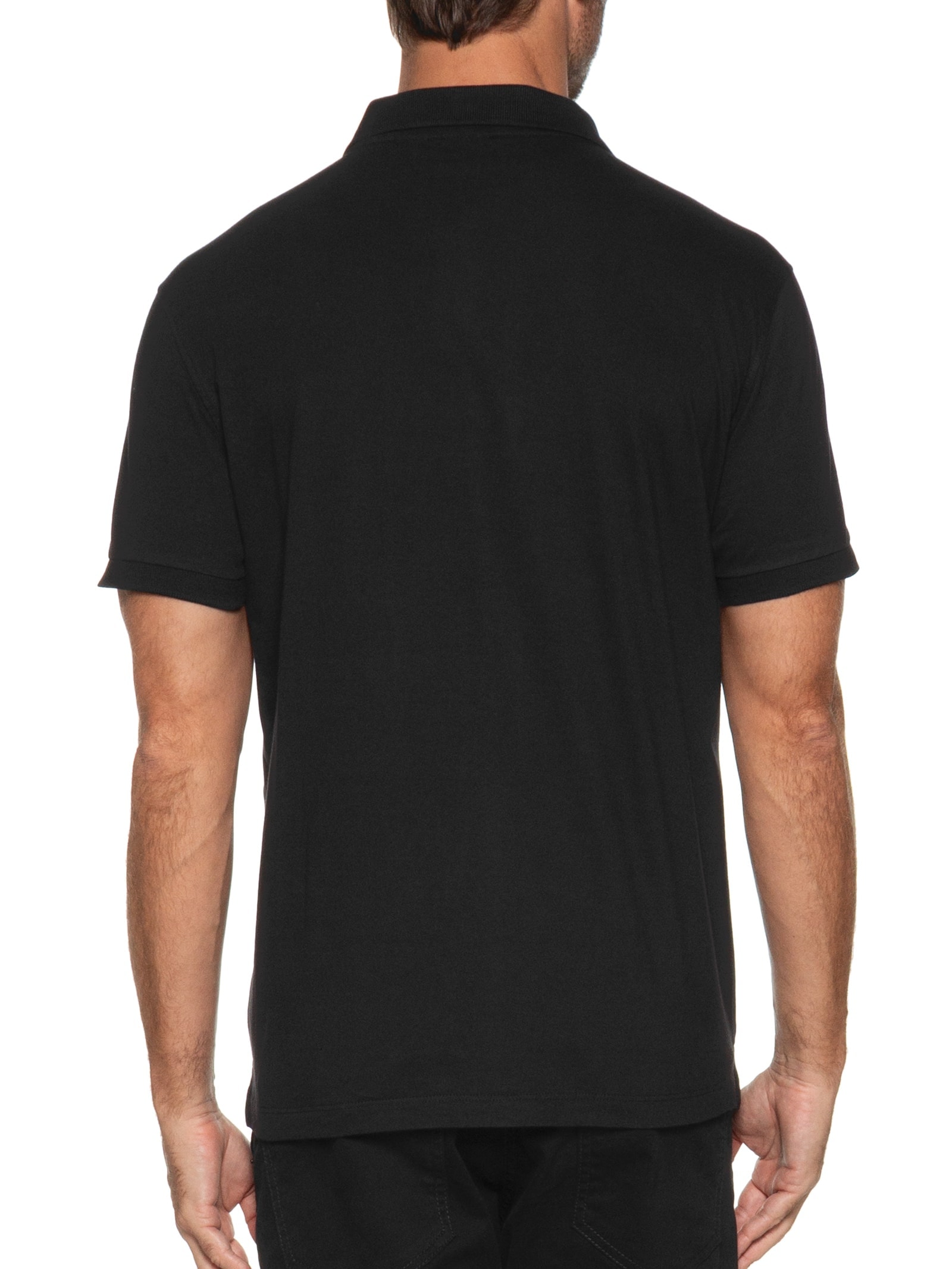 Polo Masculina Básica Regular Fit em 1/2 Malha Lisa Preto Aramis