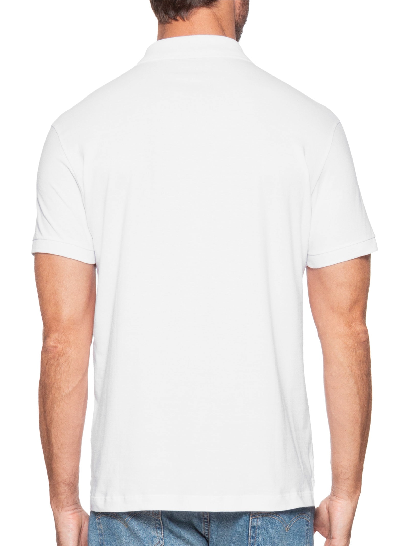 Polo Masculina Básica Regular Fit Em Meia Malha Branco Aramis